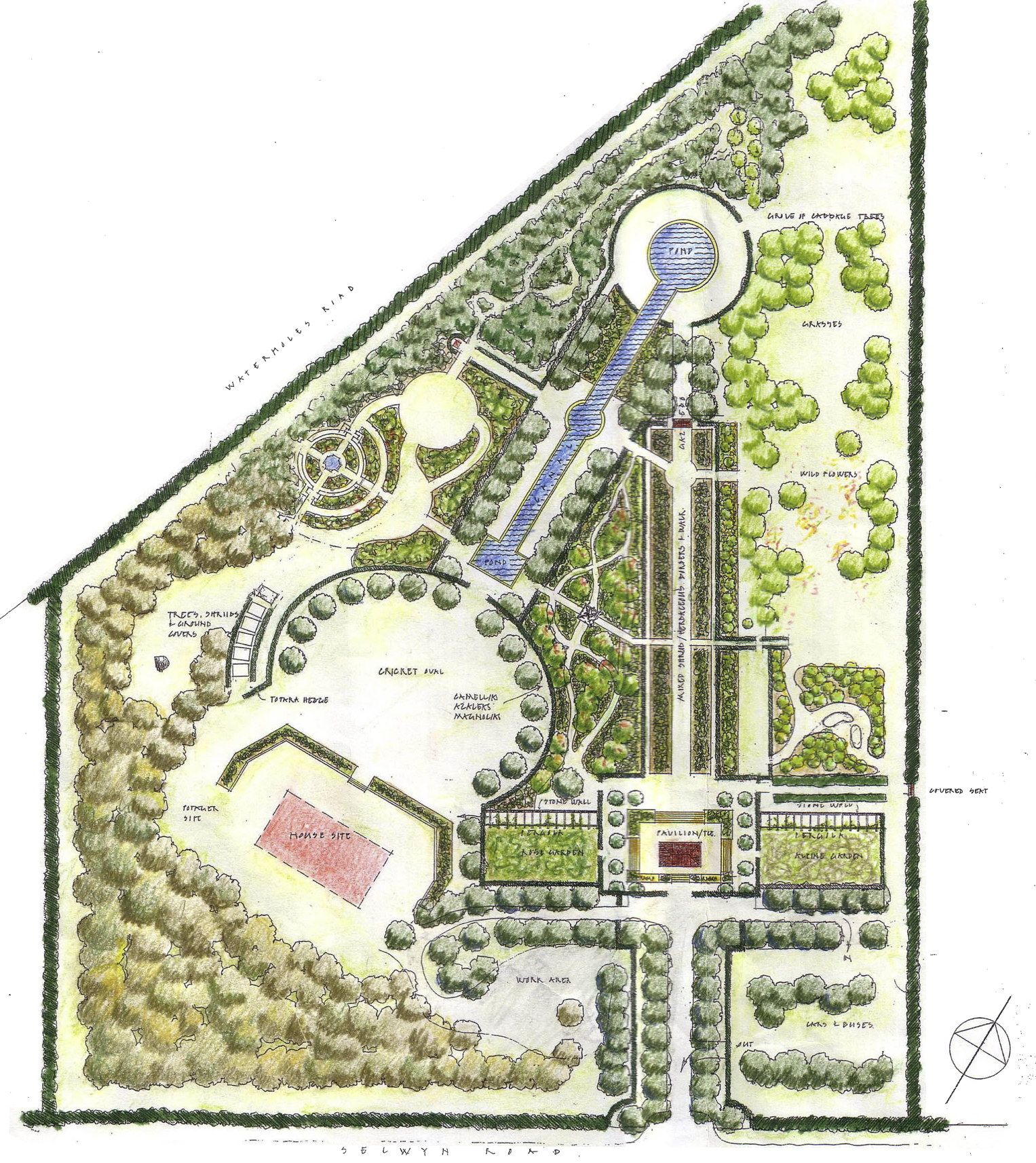 Top-down rendering of Broadfields Garden concept